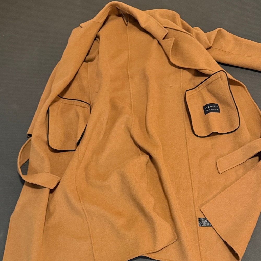 AllSaints Camel Wool Belted Coat - Picture 5 of 9